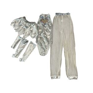 Shimmering Silver Kids 6 Piece Dance Costume Set